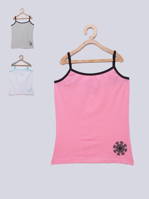 

MTB Girls Pack of 3 Solid Non-Padded Camisoles, Grey