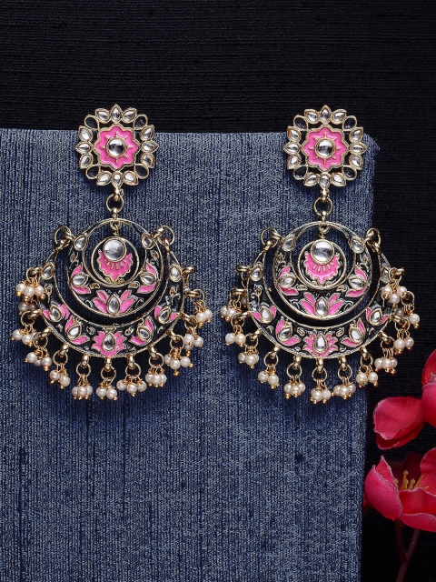 

KARATCART Pink Floral Chandbalis Earrings