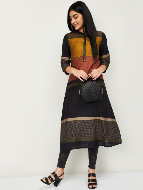 

Melange by Lifestyle Women Black Colourblocked Kurta