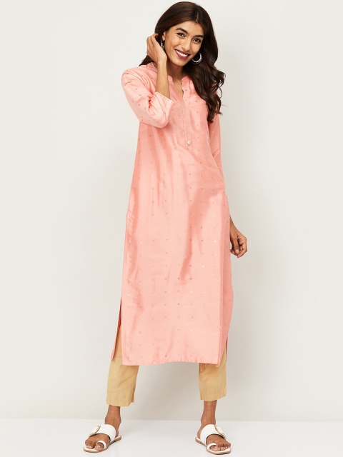 

Melange by Lifestyle Women Peach-Coloured Geometric Printed Kurta