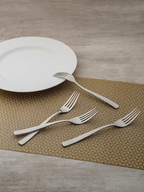 

Pure Home and Living Set of 4 Silver Toned Stainless Steel Table Forks