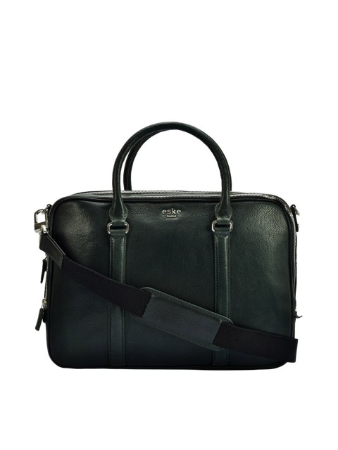 

Eske Men Green & Black Textured Leather Laptop Bag