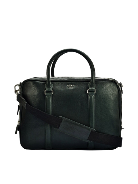 

Eske Men Black & Green Textured Leather Laptop Bag