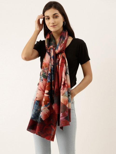 

Pashmoda Women Red & Blue Pure Wool Printed Stole