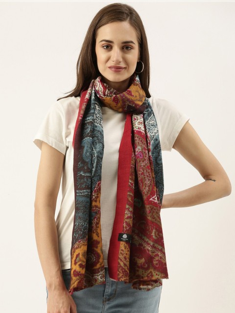 

Pashmoda Women Red & Blue Pure Wool Printed Stole