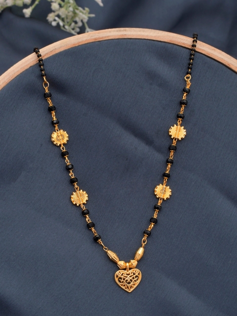 

Silvermerc Designs Gold-Plated Black Beaded Mangalsutra