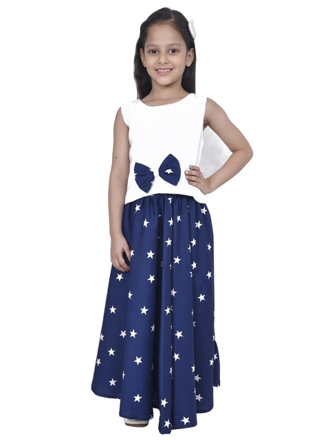 

ruviero Girls Blue & White Ready to Wear Lehenga &