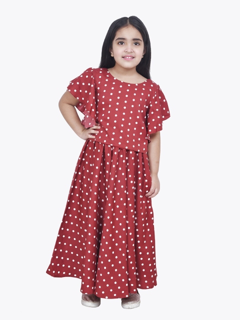 

ruviero Girls Maroon & White Printed Ready to Wear Lehenga &