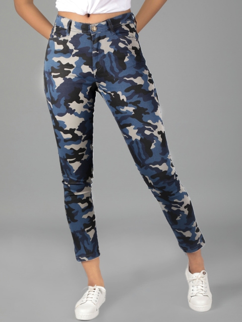 

Roadster Women Navy Blue & Grey Camouflage Printed Joggers