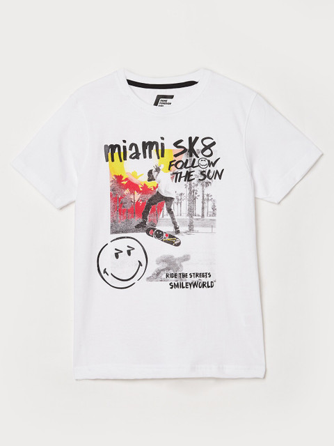 

Fame Forever by Lifestyle Boys White Typography Printed Applique T-shirt