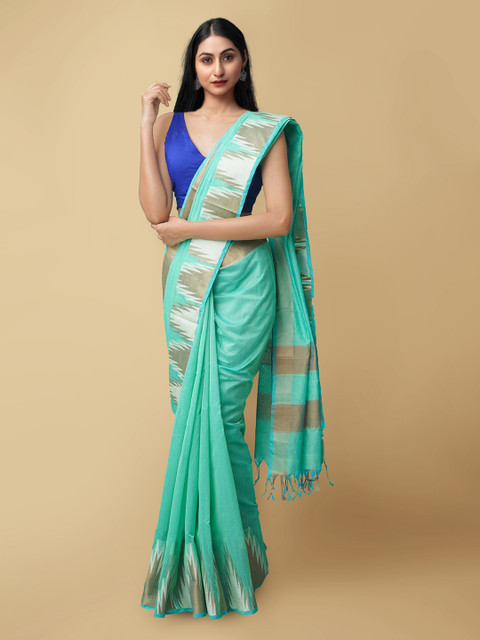 

Unnati Silks Women Green & Gold-Toned Bangalore Sico Saree