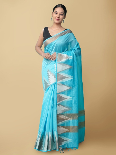 

Unnati Silks Women Blue & Gold-Toned Bangalore Sico Saree