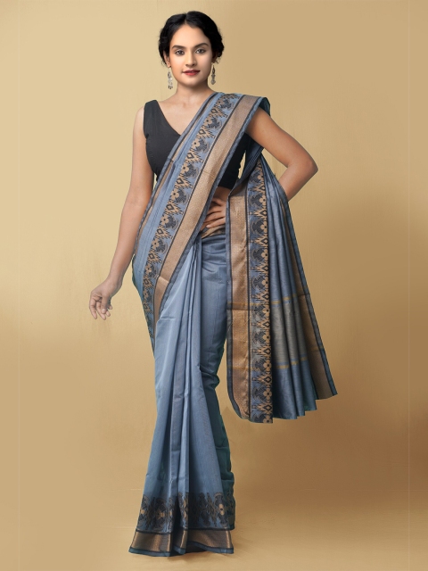 

Unnati Silks Women Grey & Gold-Toned Bangalore Sico Saree