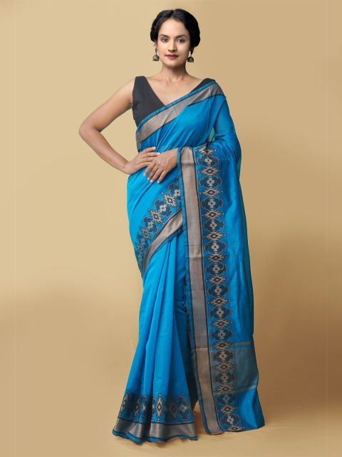 

Unnati Silks Women Blue & Gold-Toned Bangalore Sico Saree
