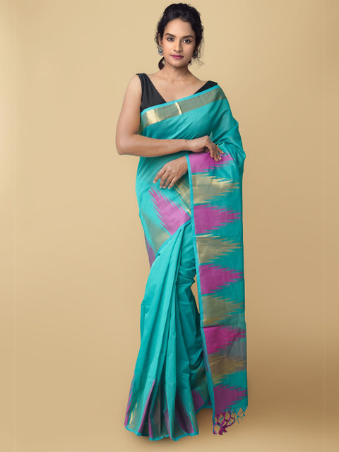 

Unnati Silks Women Sea Green & Pink Bangalore Sico Saree