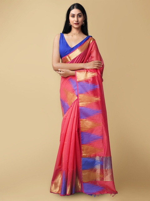 

Unnati Silks Women Pink & Blue Bangalore Sico Saree