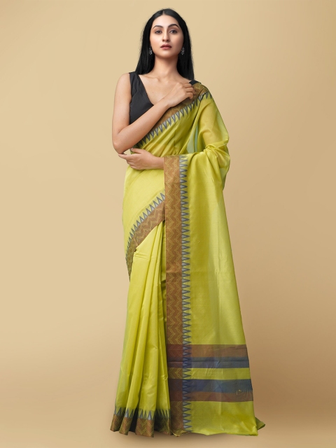 

Unnati Silks Women Green & Grey Bangalore Sico Saree