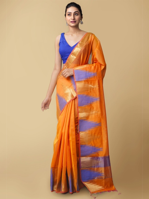 

Unnati Silks Women Orange & Purple Bangalore Sico Saree