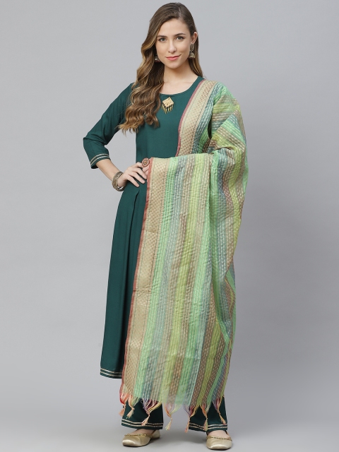

Aasiya Women Green Regular Gotta Patti Kurta with Trousers & With Dupatta