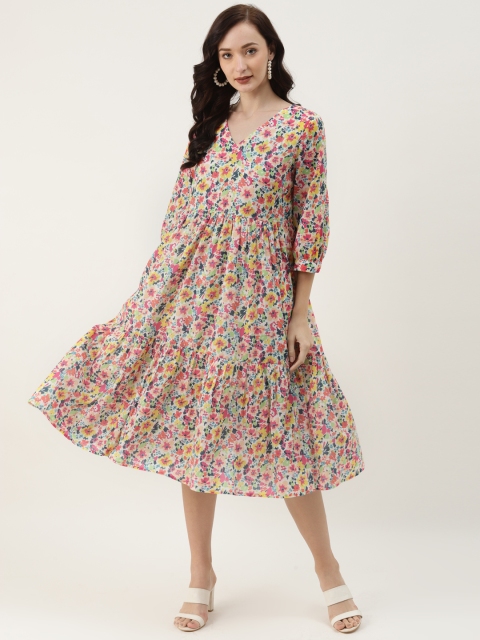 

Ancestry Pink Floral A-Line Midi Dress
