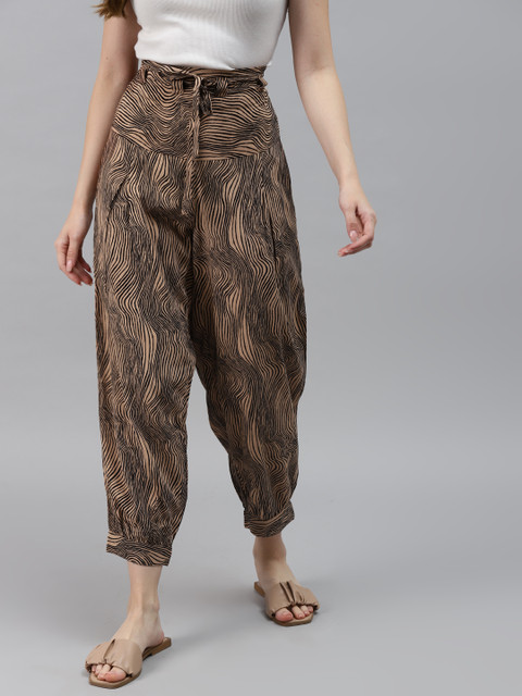 

Ayaany Women Beige & Brown Printed Harem Pant