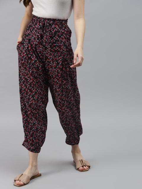 

Ayaany Women Black Printed Harem Pant