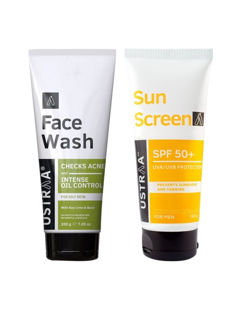 

Ustraa Men Acne & Oil Control Face Wash With Sunscreen SPF 50+, Green