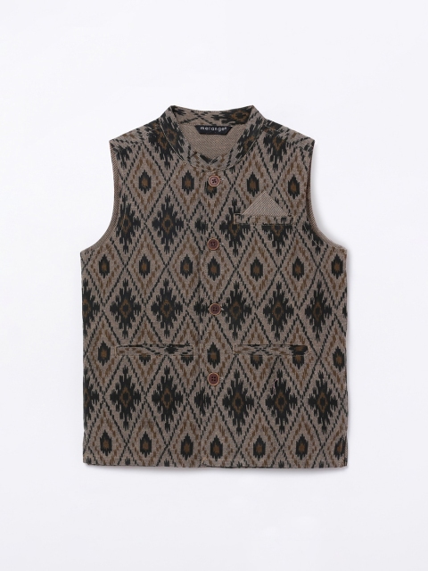 

Melange by Lifestyle Boys Brown Printed Pure Cotton Nehru Jacket