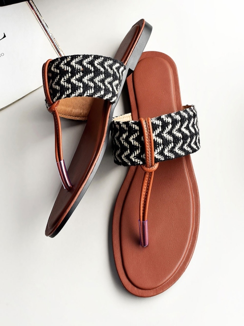 

Street Style Store Women Black & Brown T-Strap Flats