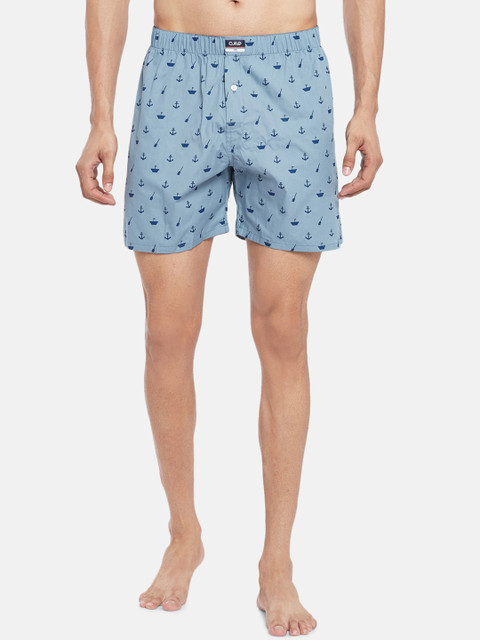 

Ajile by Pantaloons Men Grey & Blue Printed Pure Cotton Boxers-8905172796275