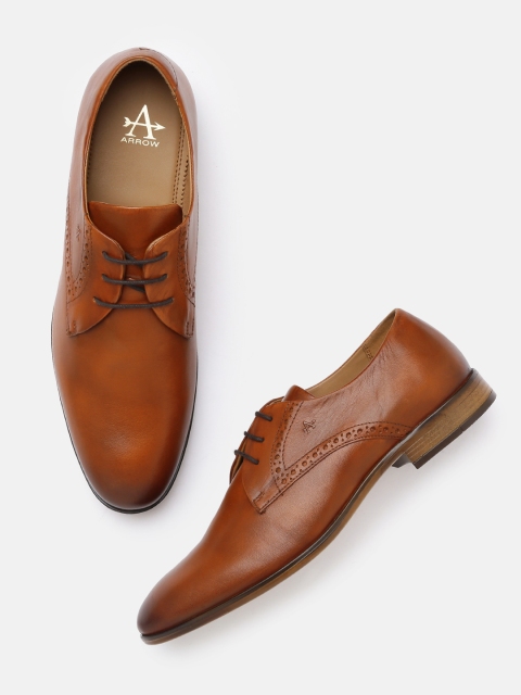 

Arrow Men Tan Brown Leather Derbys Formal Shoes