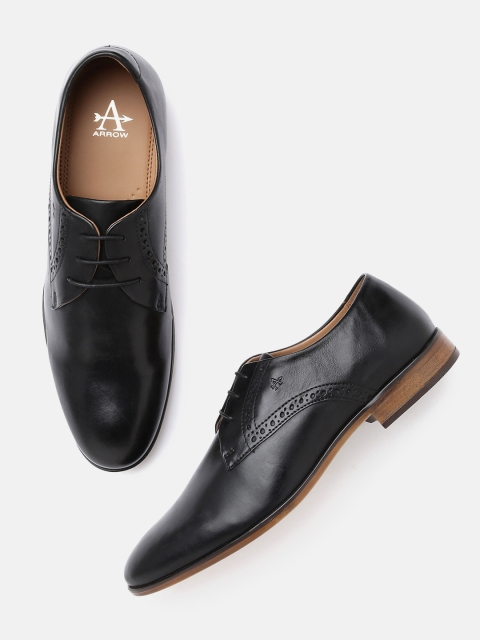 

Arrow Men Black Solid Leather Formal Derbys