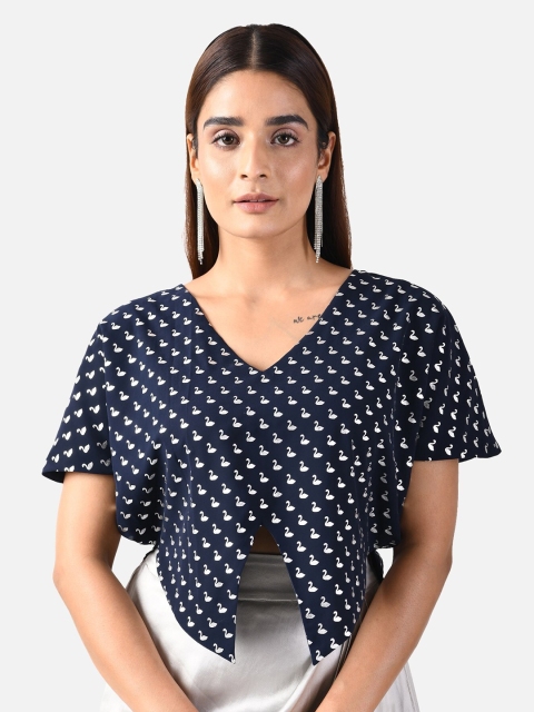 

ATTIC SALT Blue Georgette Regular Longline Top
