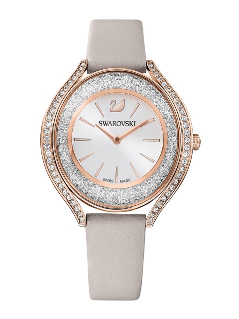 

SWAROVSKI Women White Embellished Dial & Leather Straps Analogue Automatic Watch 5519450, Grey