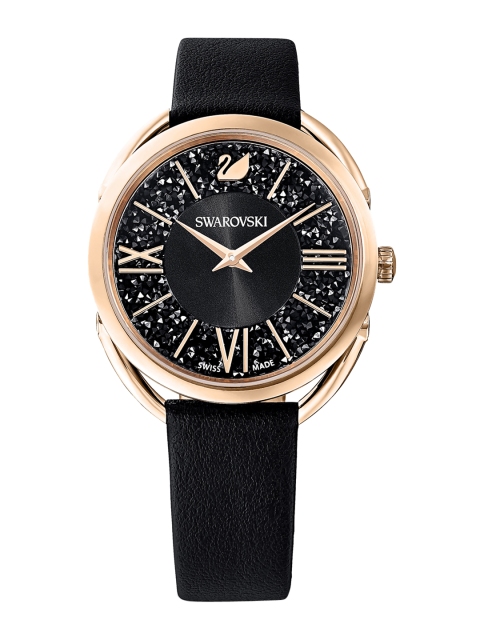 

SWAROVSKI Women Black Dial & Black Leather Straps Analogue Watch 5452452