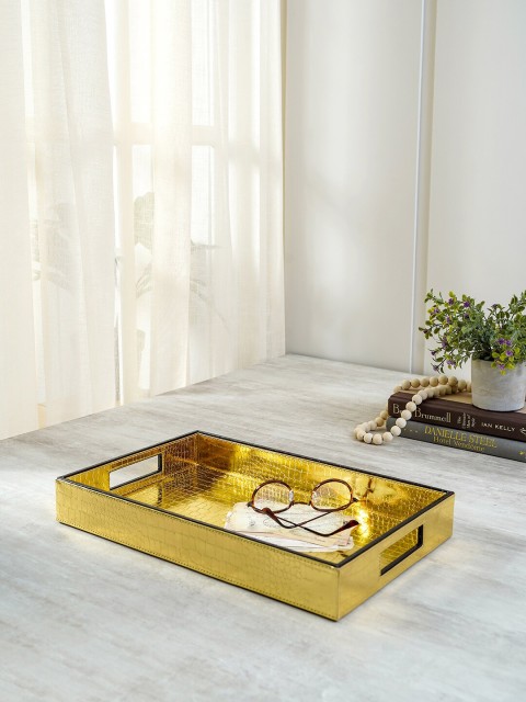 

Pure Home and Living Gold-Toned Textured Rectangular Tray