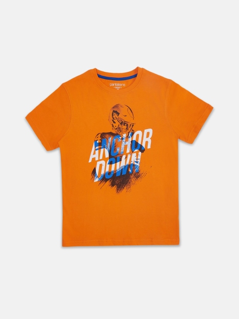 

Pantaloons Junior Boys Orange Printed Applique T-shirt