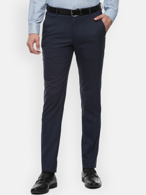 

Louis Philippe Men Navy Blue Slim Fit Formal Trousers