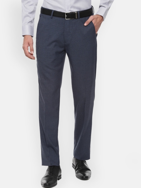 

Louis Philippe Men Navy Blue Slim Fit Formal Trousers