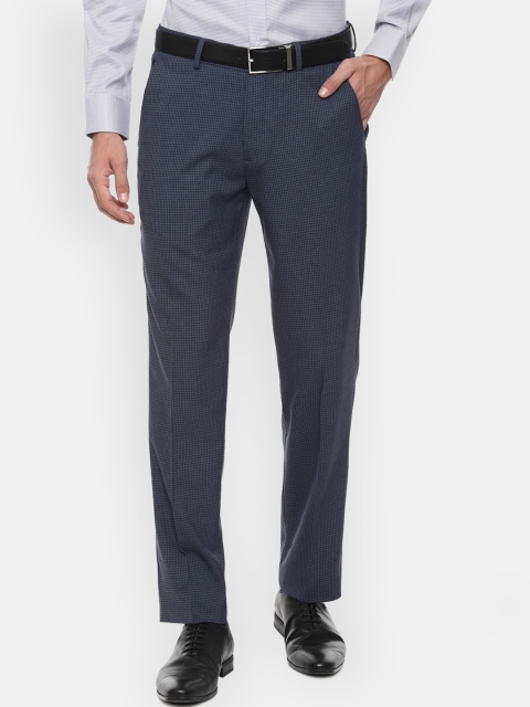 

Louis Philippe Men Navy Blue Slim Fit Formal Trousers