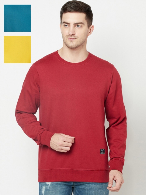 

ELEGANCE Men Multicoloured Solid Pack Of 3 Sweatshirt, Multi