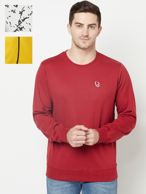 

ELEGANCE Men Pack Of 3 Printed Fleece Sweatshirts, Multi