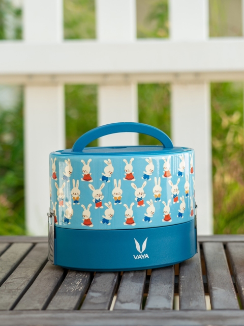 

Vaya Kids Blue & White Printed Stainless Steel Lunch Box - 600ml