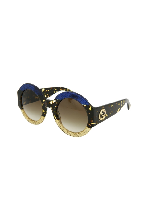 

Gucci Women Brown Lens & Blue Round Sunglasses GG0084S-30001055002