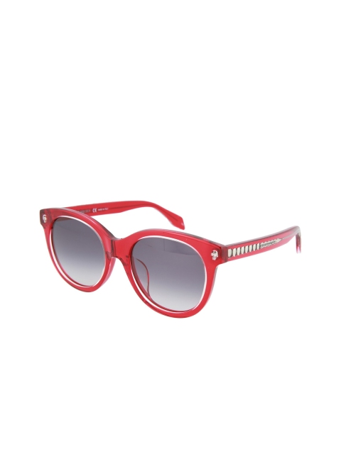 

Alexander McQueen Women Grey Lens & Red Oval Sunglasses