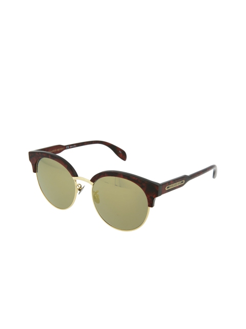

Alexander McQueen Women Green Lens & Red Browline Sunglasses