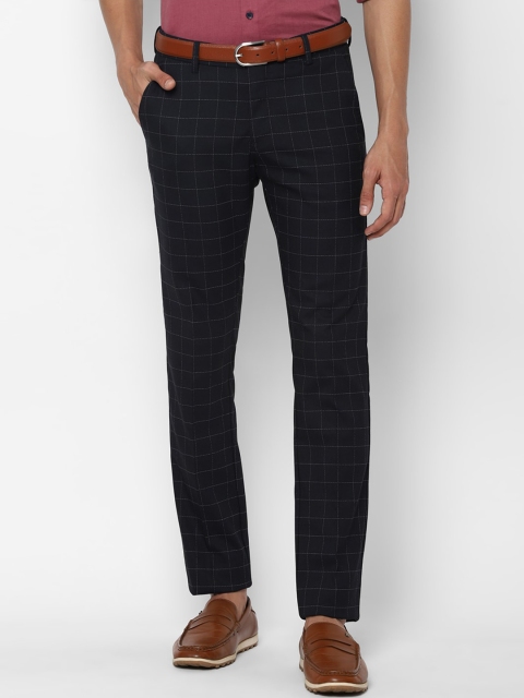 

Allen Solly Men Black & White Checked Slim Fit Trousers