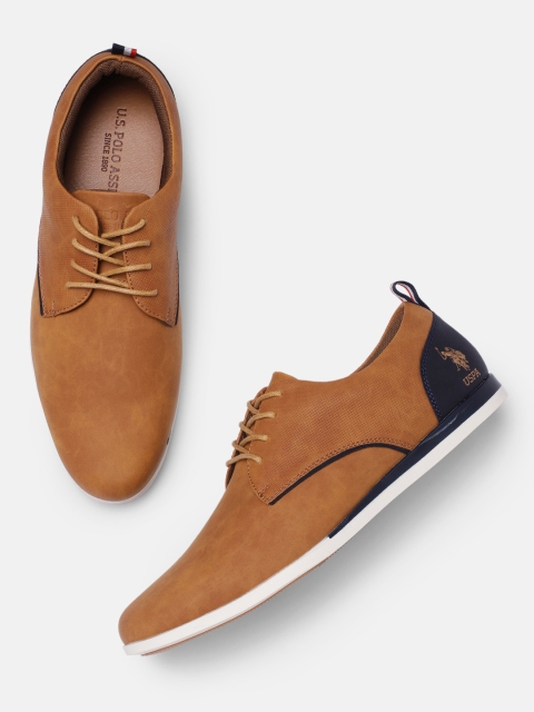 

U S Polo Assn Men Tan Brown Darryl Derbys