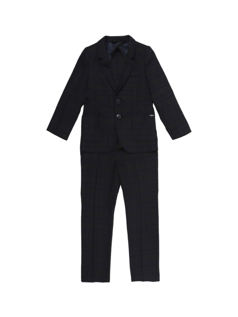 

Allen Solly Junior Boys Navy Blue & Black Checked Single Breasted Two-Piece Suit