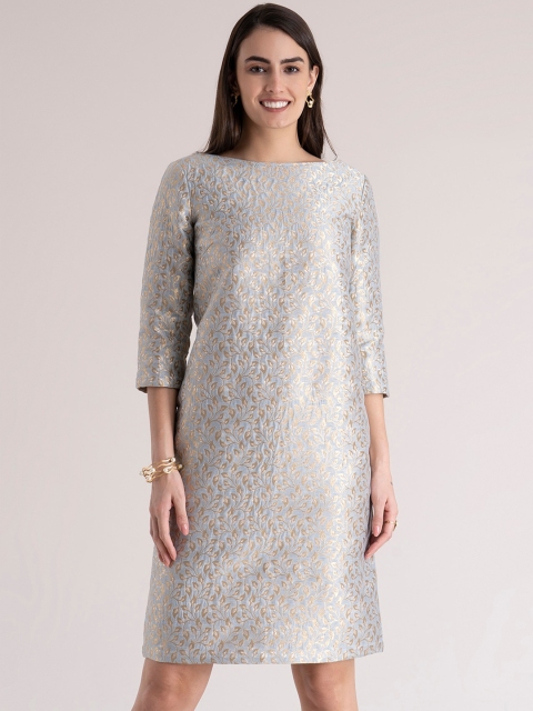 

FableStreet Grey Floral Formal A-Line Dress